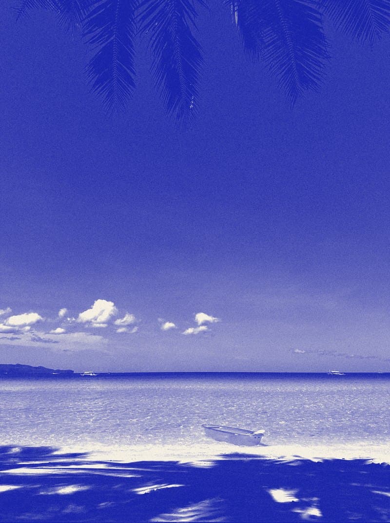 Beach in Boracay, 2024, printed in blue ink
